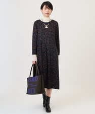 PZPAD22450 GEORGES RECH(ジョルジュ・レッシュ)  [日本製]ダブルフェイスロゴワンピース ブラック系