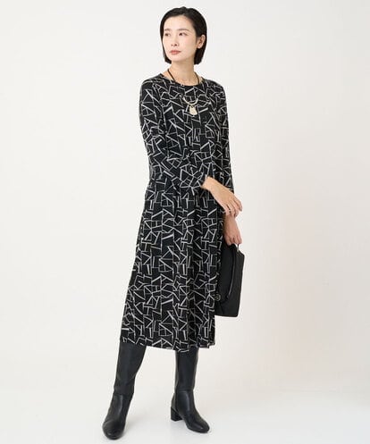 PZPAD22450 GEORGES RECH [日本製]ダブルフェイスロゴワンピース