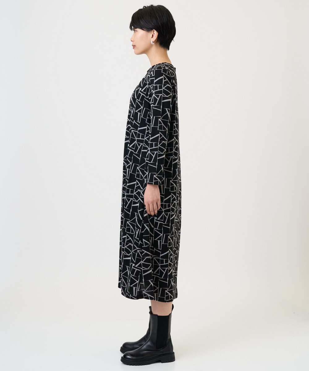 PZPAD22450 GEORGES RECH(ジョルジュ・レッシュ)  [日本製]ダブルフェイスロゴワンピース ブラック系
