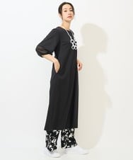 PZPGA41430 GEORGES RECH(ジョルジュ・レッシュ)  [日本製/接触冷感]ストレッチランタンスリーブナローワンピース ブラック