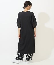 PZPGA41430 GEORGES RECH(ジョルジュ・レッシュ)  [日本製/接触冷感]ストレッチランタンスリーブナローワンピース ブラック