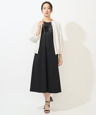 PZPGA41430 GEORGES RECH(ジョルジュ・レッシュ)  [日本製/接触冷感]ストレッチランタンスリーブナローワンピース ブラック