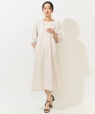 PZPGA41430 GEORGES RECH(ジョルジュ・レッシュ)  [日本製/接触冷感]ストレッチランタンスリーブナローワンピース ブラック