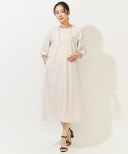PZPGA41430 GEORGES RECH(ジョルジュ・レッシュ)  [日本製/接触冷感]ストレッチランタンスリーブナローワンピース ブラック