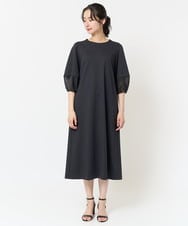 PZPGA41430 GEORGES RECH(ジョルジュ・レッシュ)  [日本製]ストレッチランタンスリーブナローワンピース ブラック