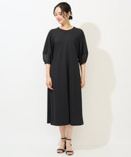 PZPGA41430 GEORGES RECH(ジョルジュ・レッシュ)  [日本製/接触冷感]ストレッチランタンスリーブナローワンピース ブラック