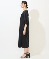PZPGA41430 GEORGES RECH(ジョルジュ・レッシュ)  [日本製/接触冷感]ストレッチランタンスリーブナローワンピース ブラック