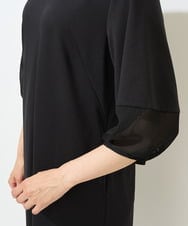 PZPGA41430 GEORGES RECH(ジョルジュ・レッシュ)  [日本製/接触冷感]ストレッチランタンスリーブナローワンピース ブラック