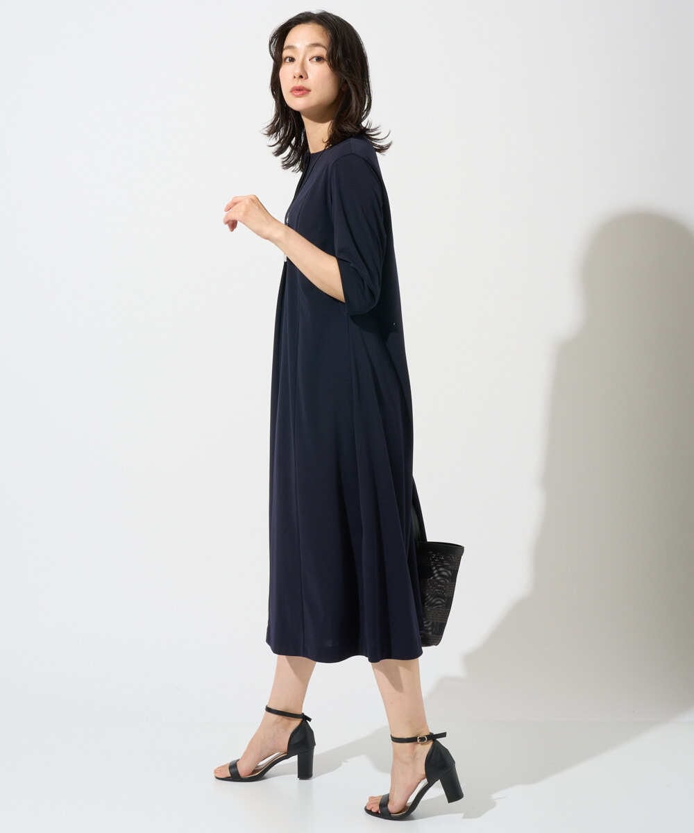PZPGD11330 GEORGES RECH(ジョルジュ・レッシュ) ドライタッチジャージーフレアワンピース ネイビー