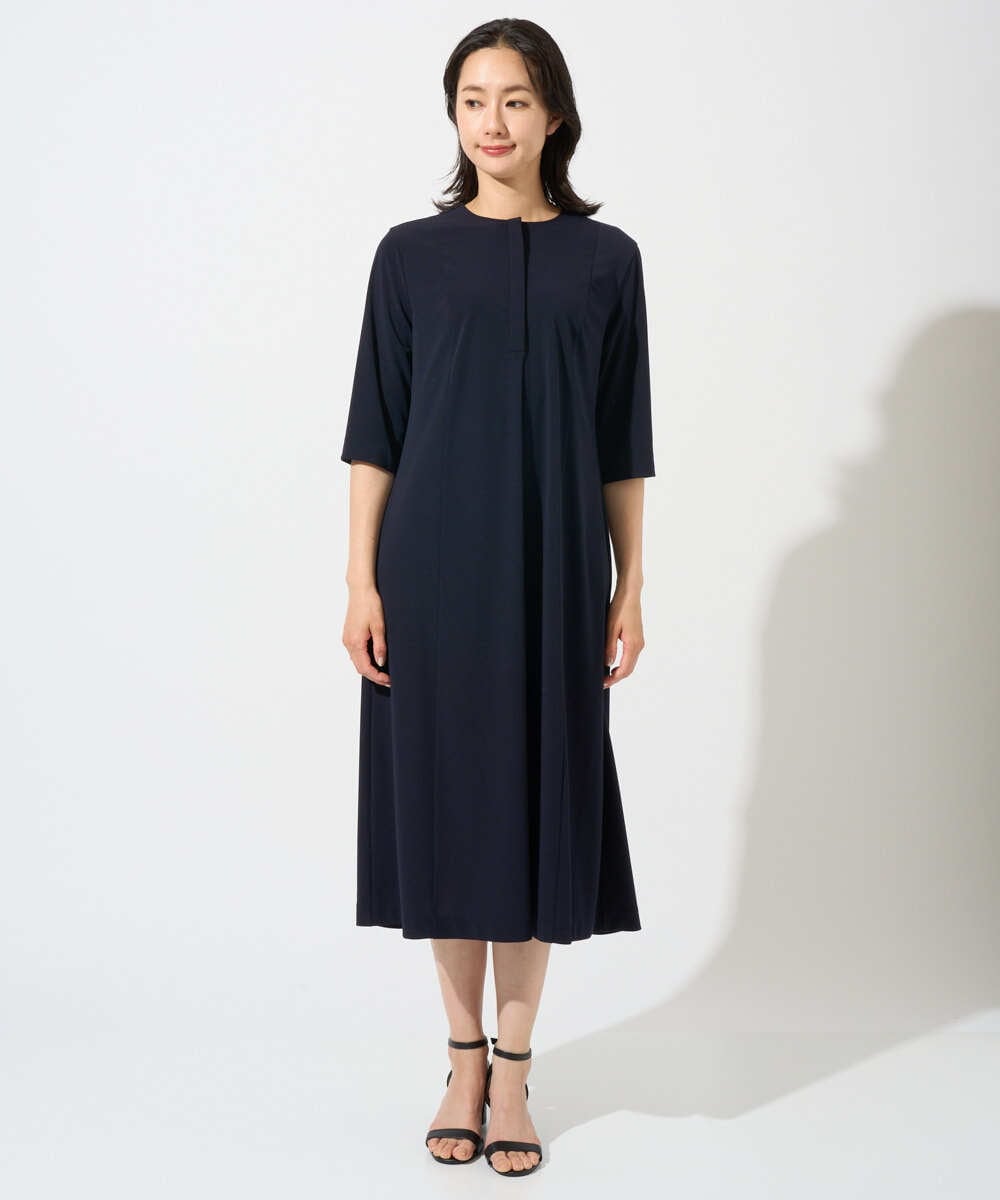 PZPGD11330 GEORGES RECH(ジョルジュ・レッシュ) ドライタッチジャージーフレアワンピース ネイビー