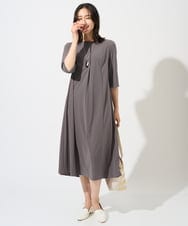 PZPGD11330 GEORGES RECH(ジョルジュ・レッシュ) ドライタッチジャージーフレアワンピース ベージュ