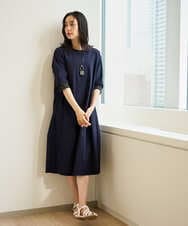 PZPHE61390 GEORGES RECH(ジョルジュ・レッシュ) シアージャージーコクーンワンピース ネイビー