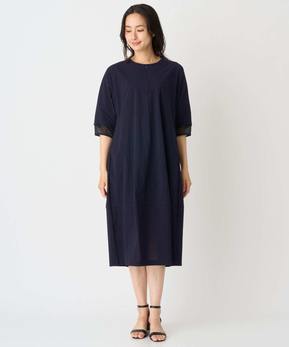 PZPHE61390 GEORGES RECH(ジョルジュ・レッシュ) シアージャージーコクーンワンピース ネイビー