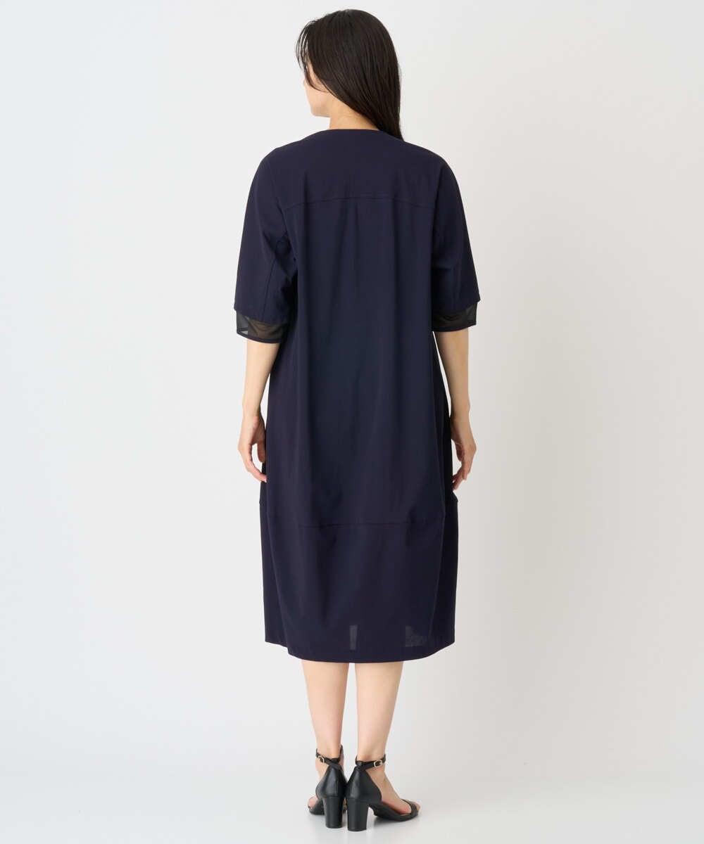 PZPHE61390 GEORGES RECH(ジョルジュ・レッシュ) シアージャージーコクーンワンピース ネイビー
