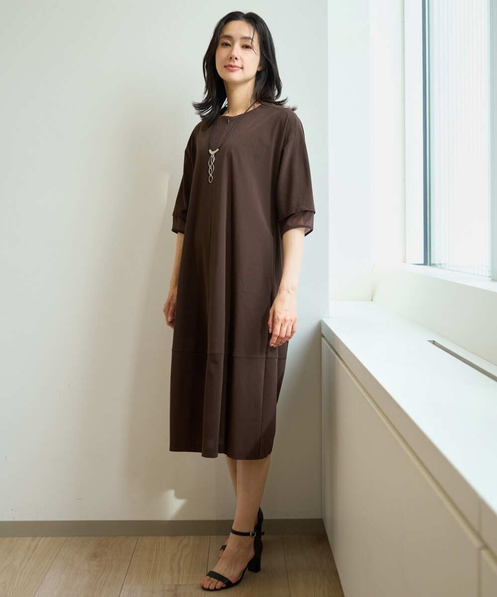 PZPHE61390 GEORGES RECH(ジョルジュ・レッシュ) シアージャージーコクーンワンピース ブラウン