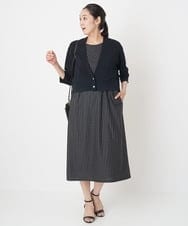 PZPHT24390 GEORGES RECH(ジョルジュ・レッシュ)  [2点セット]カーディガン×フレンチスリーブストライプワンピース ブルー×ホワイト