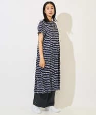 PZPJB29430 GEORGES RECH(ジョルジュ・レッシュ)  [日本製]ランダムボーダーAラインジャージーワンピース ブラック系