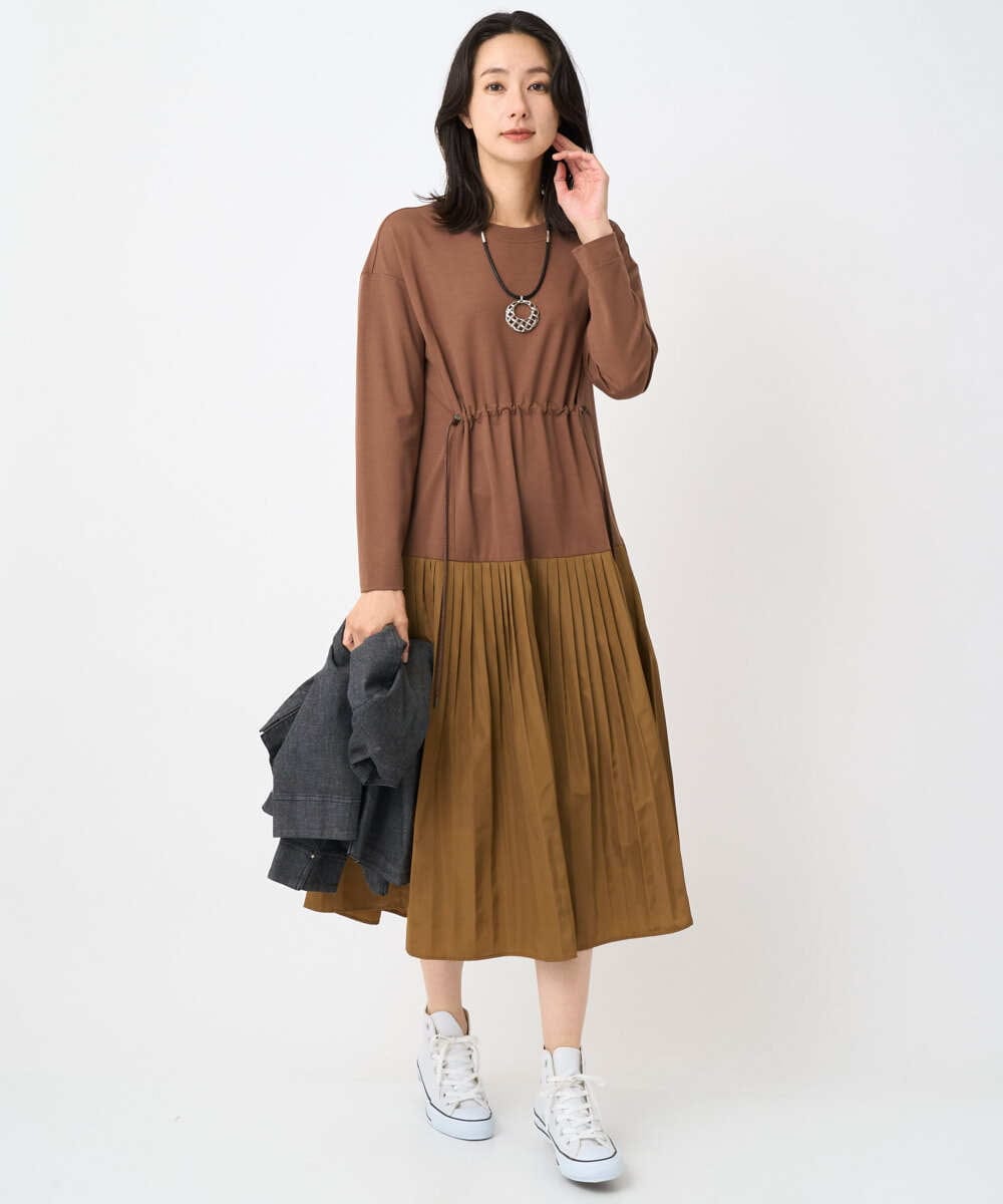 PZPJB44290 GEORGES RECH(ジョルジュ・レッシュ) ジャージータフタコンビワンピース オレンジ