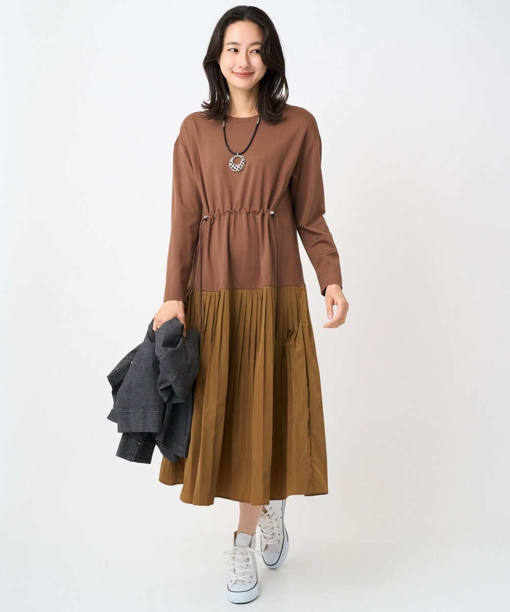 PZPJB44290 GEORGES RECH(ジョルジュ・レッシュ) ジャージータフタコンビワンピース オレンジ