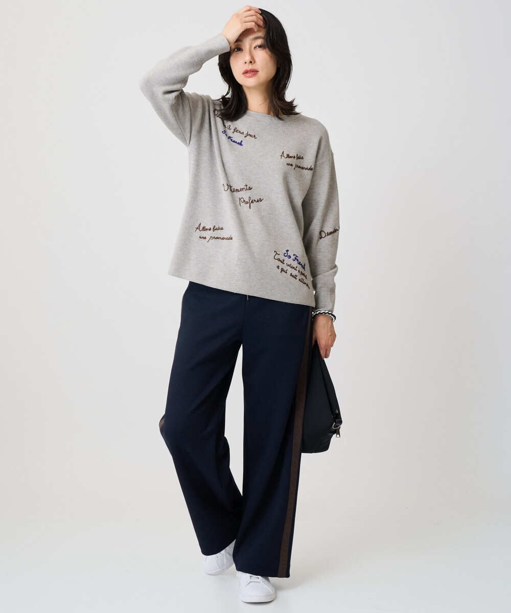 PZQAD01250 GEORGES RECH(ジョルジュ・レッシュ) ストレッチダンボールストレートワイドパンツ ブラック