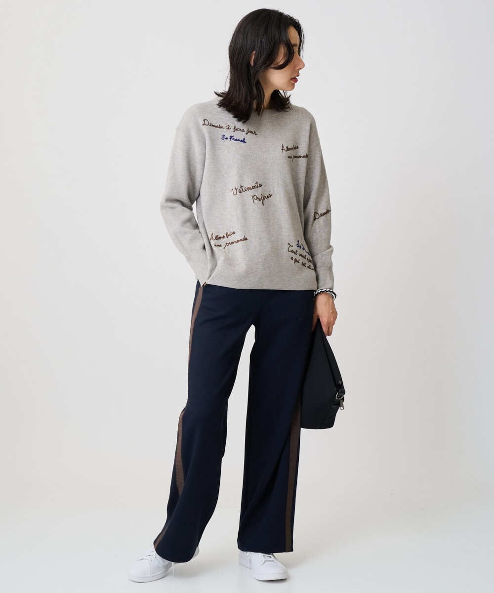 PZQAD01250 GEORGES RECH(ジョルジュ・レッシュ) ストレッチダンボールストレートワイドパンツ ブラック