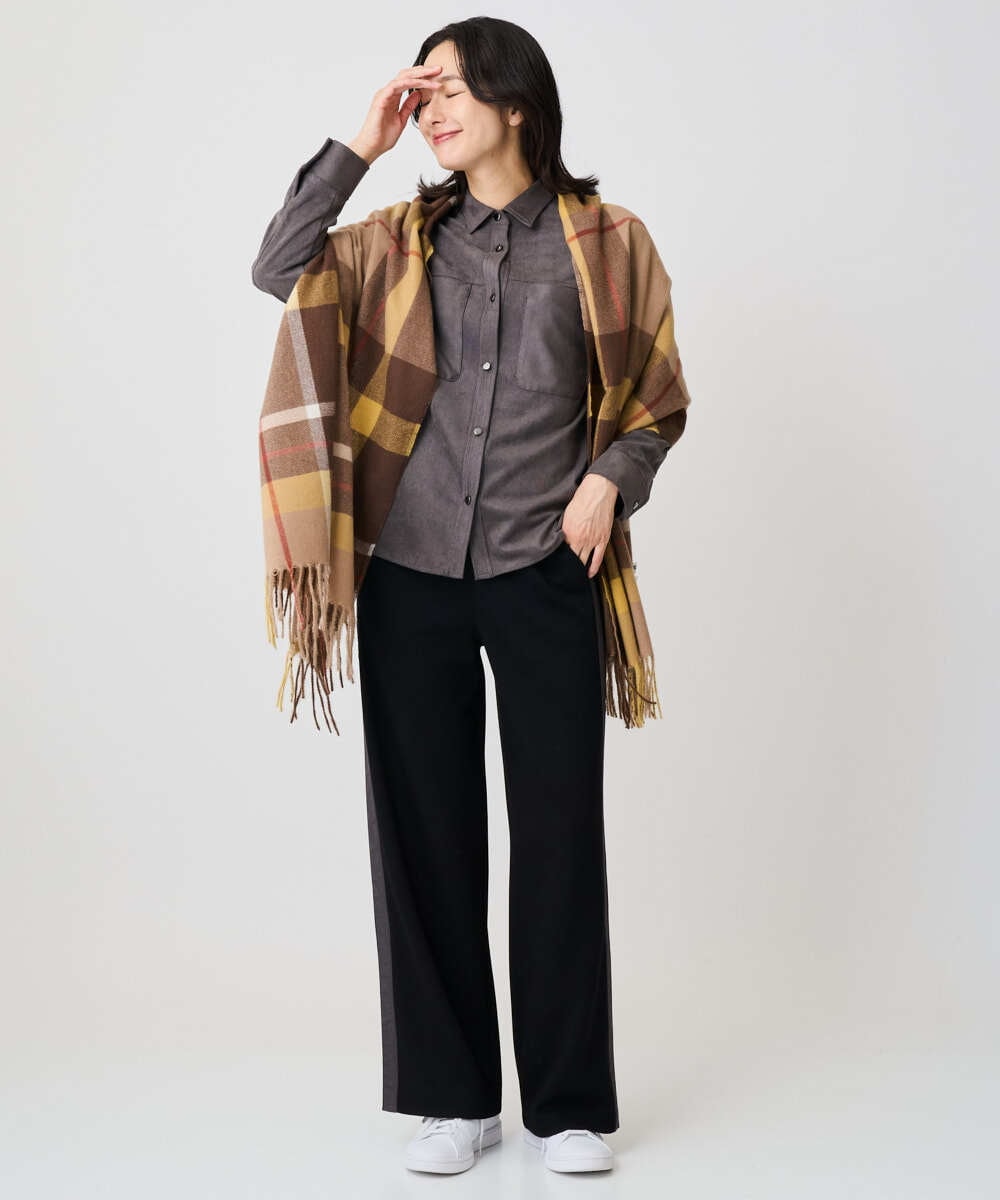 PZQAD01250 GEORGES RECH(ジョルジュ・レッシュ) ストレッチダンボールストレートワイドパンツ ブラック
