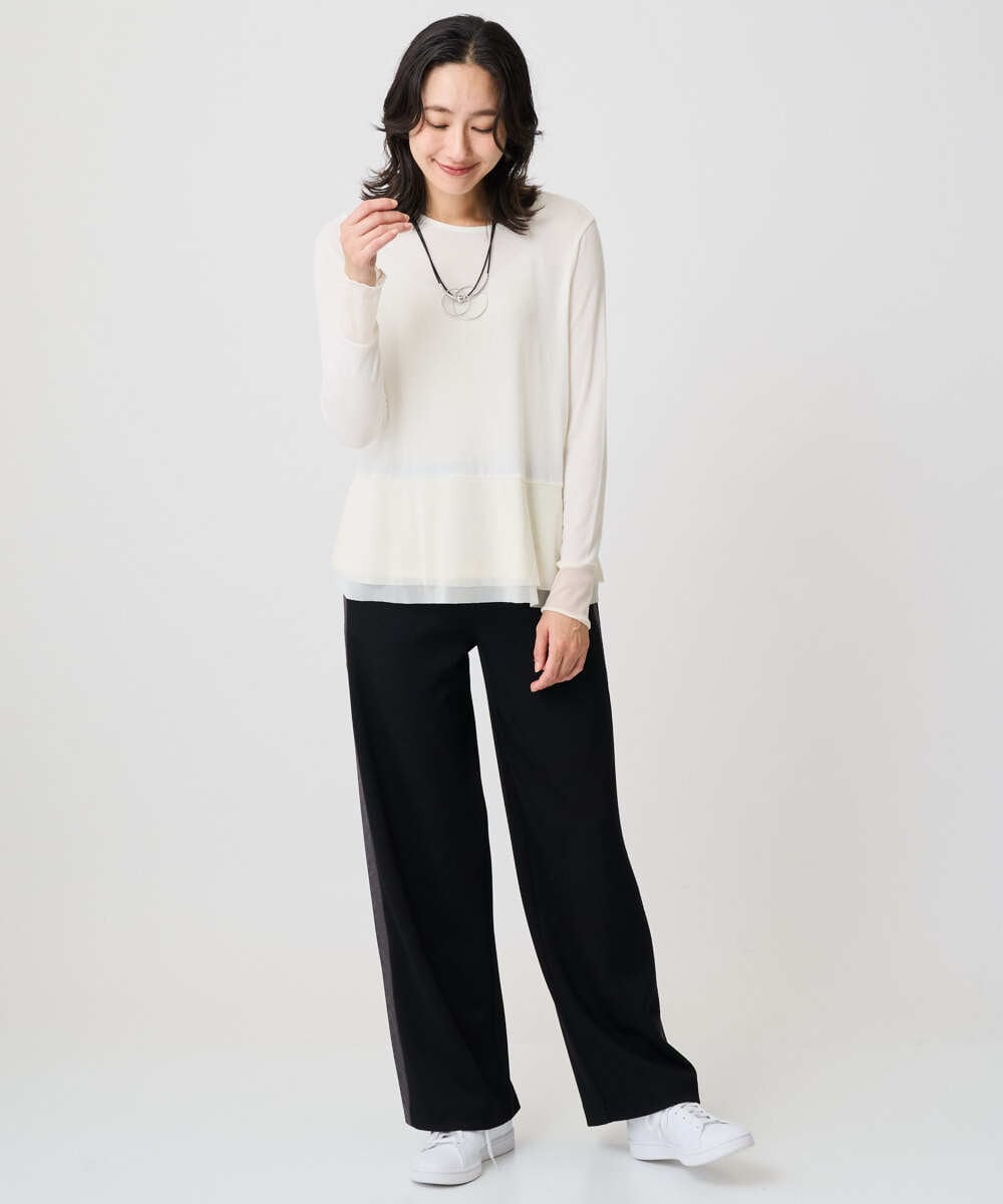 PZQAD01250 GEORGES RECH(ジョルジュ・レッシュ) ストレッチダンボールストレートワイドパンツ ブラック