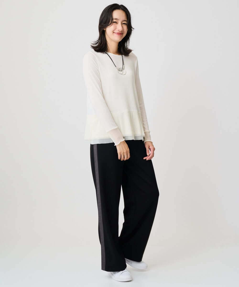 PZQAD01250 GEORGES RECH(ジョルジュ・レッシュ) ストレッチダンボールストレートワイドパンツ ブラック