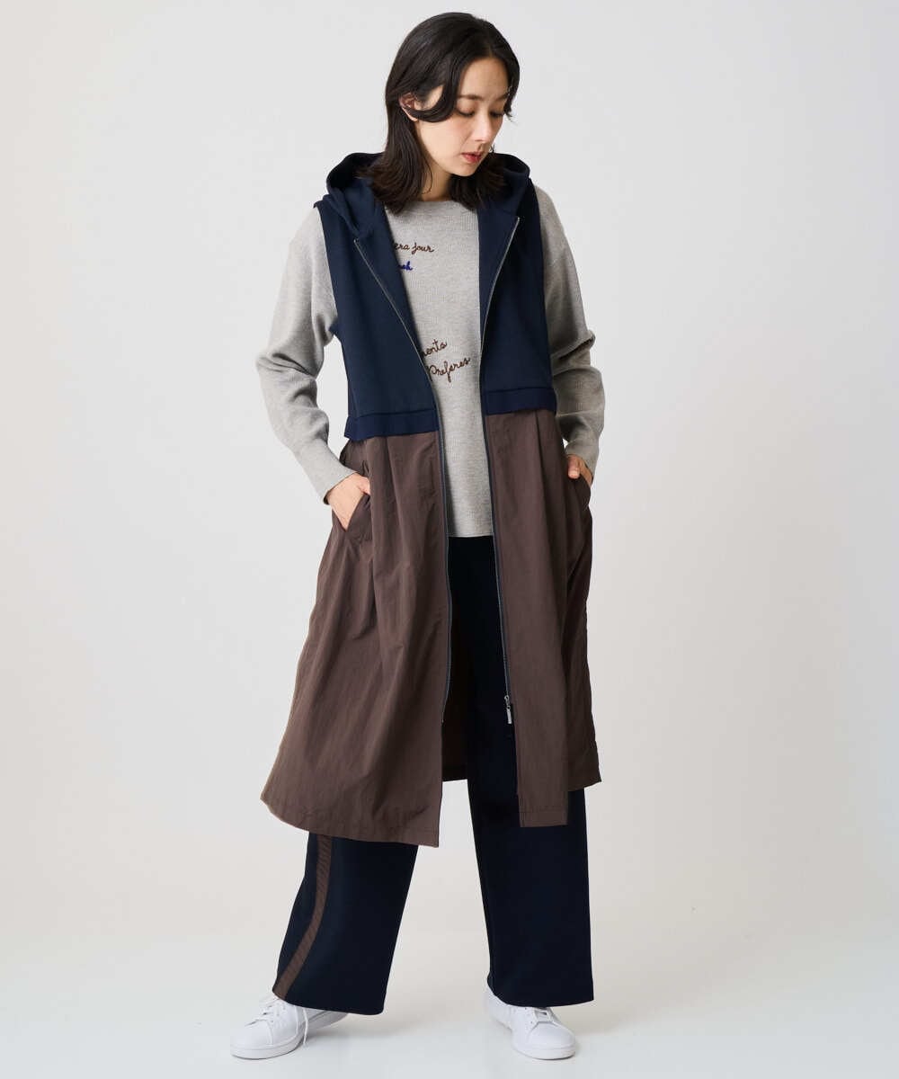 PZQAD01250 GEORGES RECH(ジョルジュ・レッシュ) ストレッチダンボールストレートワイドパンツ ブラック