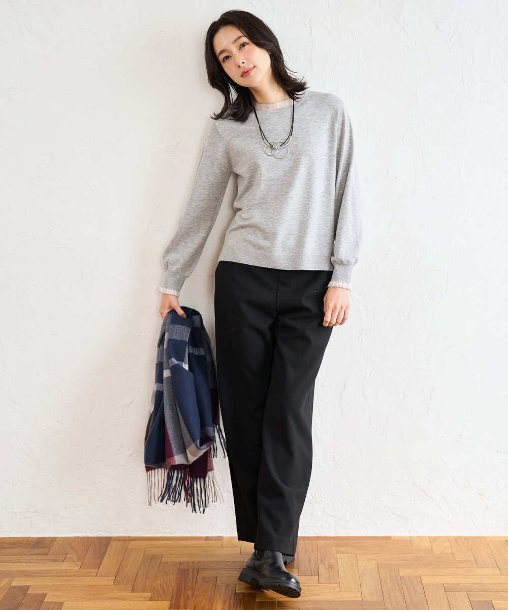 PZQAD39190 GEORGES RECH(ジョルジュ・レッシュ)  [日本製]ウーリッチ両面起毛ストレートパンツ グレー系(千鳥柄)