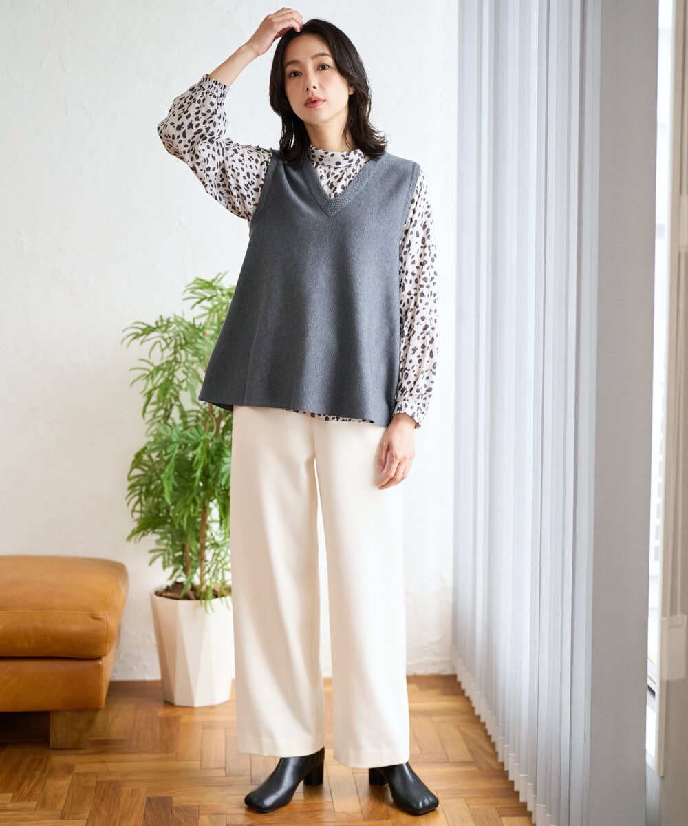 PZQAD39190 GEORGES RECH(ジョルジュ・レッシュ)  [日本製]ウーリッチ両面起毛ストレートパンツ グレー系(千鳥柄)