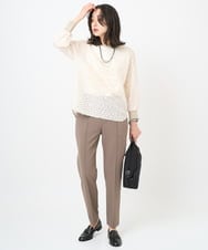 PZQAE59190 GEORGES RECH(ジョルジュ・レッシュ)  [日本製]カットジョーゼットストレッチテーパードパンツ オレンジブラウン
