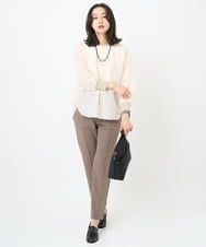 PZQAE59190 GEORGES RECH(ジョルジュ・レッシュ)  [日本製]カットジョーゼットストレッチテーパードパンツ オレンジブラウン