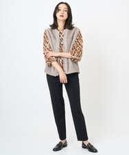 PZQAE59190 GEORGES RECH(ジョルジュ・レッシュ)  [日本製]カットジョーゼットストレッチテーパードパンツ オレンジブラウン