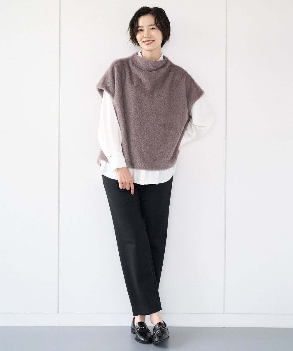 PZQCF64210 GEORGES RECH(ジョルジュ・レッシュ)  [日本製]トリコット裏起毛テーパードパンツ ブラック