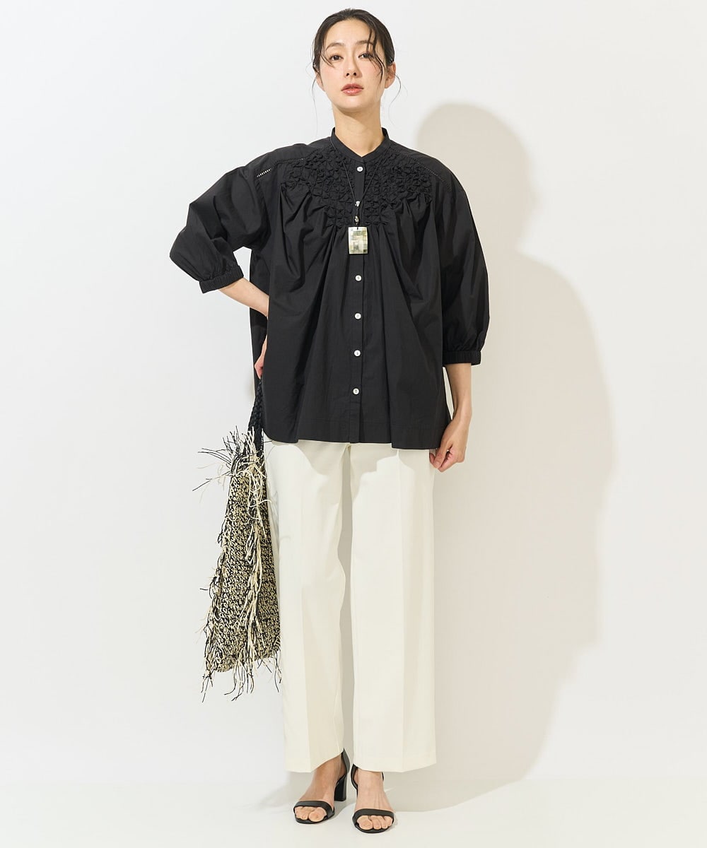 PZQGA50190 GEORGES RECH(ジョルジュ・レッシュ)  [日本製/UVカット/吸水速乾]サーラドライワイドストレートパンツ ブラック