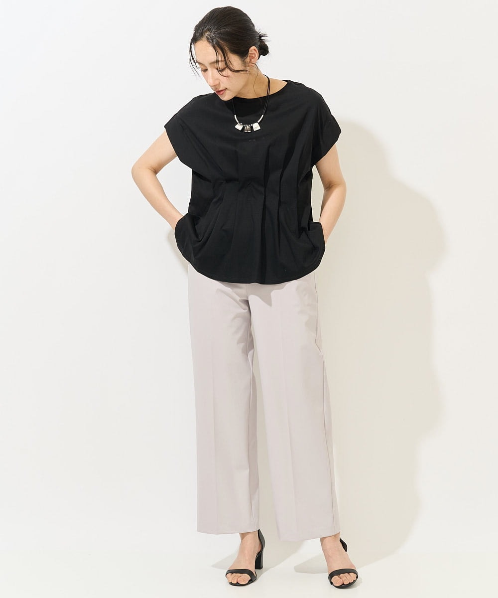 PZQGA50190 GEORGES RECH(ジョルジュ・レッシュ)  [日本製/UVカット/吸水速乾]サーラドライワイドストレートパンツ ブラック