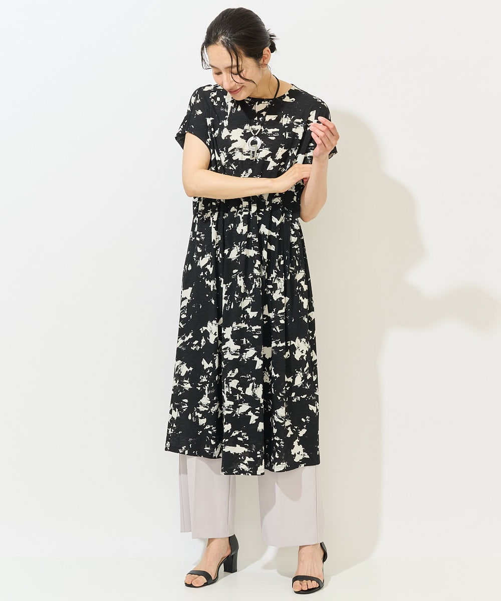 PZQGA50190 GEORGES RECH(ジョルジュ・レッシュ)  [日本製/UVカット/吸水速乾]サーラドライワイドストレートパンツ ブラック