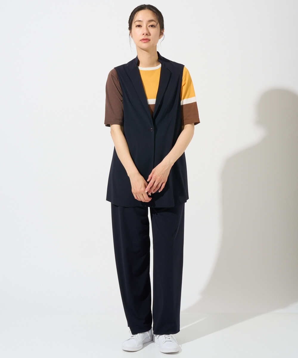 PZQGD11210 GEORGES RECH(ジョルジュ・レッシュ)  [セットアップ対応]ドライタッチジャージーワイドストレートパンツ ネイビー