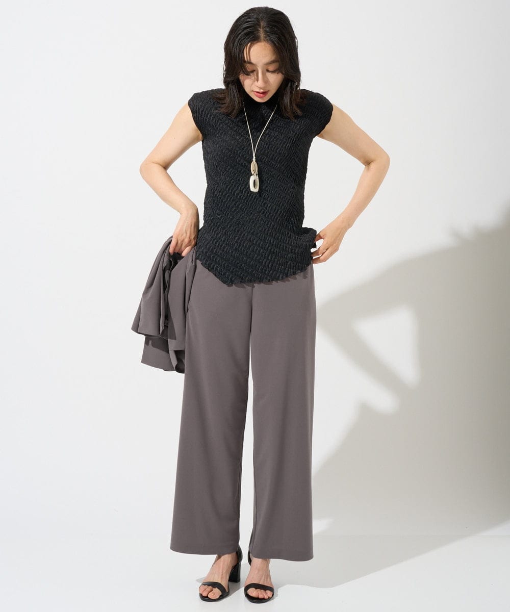 PZQGD11210 GEORGES RECH(ジョルジュ・レッシュ)  [セットアップ対応]ドライタッチジャージーワイドストレートパンツ ネイビー