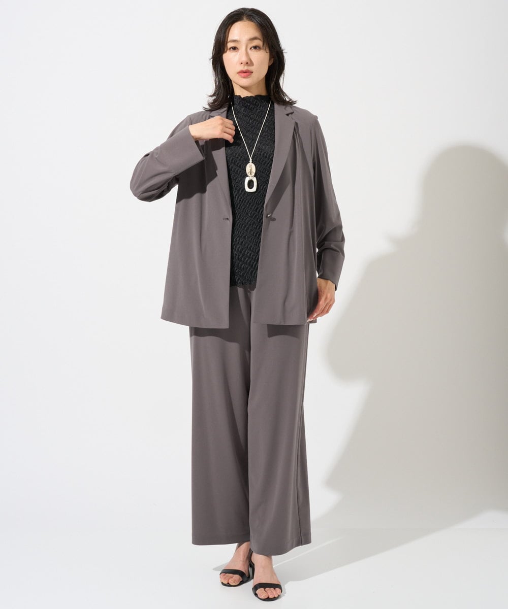 PZQGD11210 GEORGES RECH(ジョルジュ・レッシュ)  [セットアップ対応]ドライタッチジャージーワイドストレートパンツ ネイビー