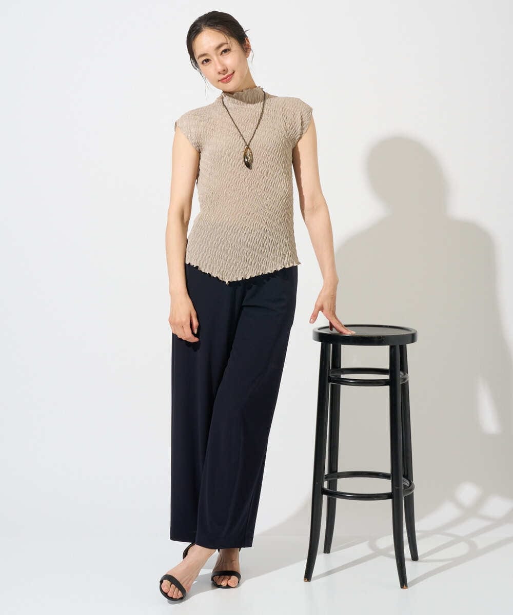 PZQGD11210 GEORGES RECH(ジョルジュ・レッシュ)  [セットアップ対応]ドライタッチジャージーワイドストレートパンツ ネイビー