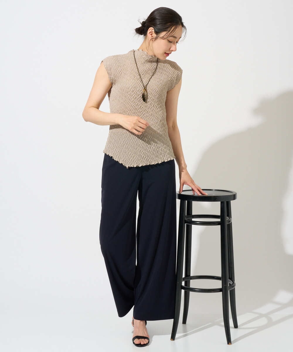 PZQGD11210 GEORGES RECH(ジョルジュ・レッシュ)  [セットアップ対応]ドライタッチジャージーワイドストレートパンツ ネイビー