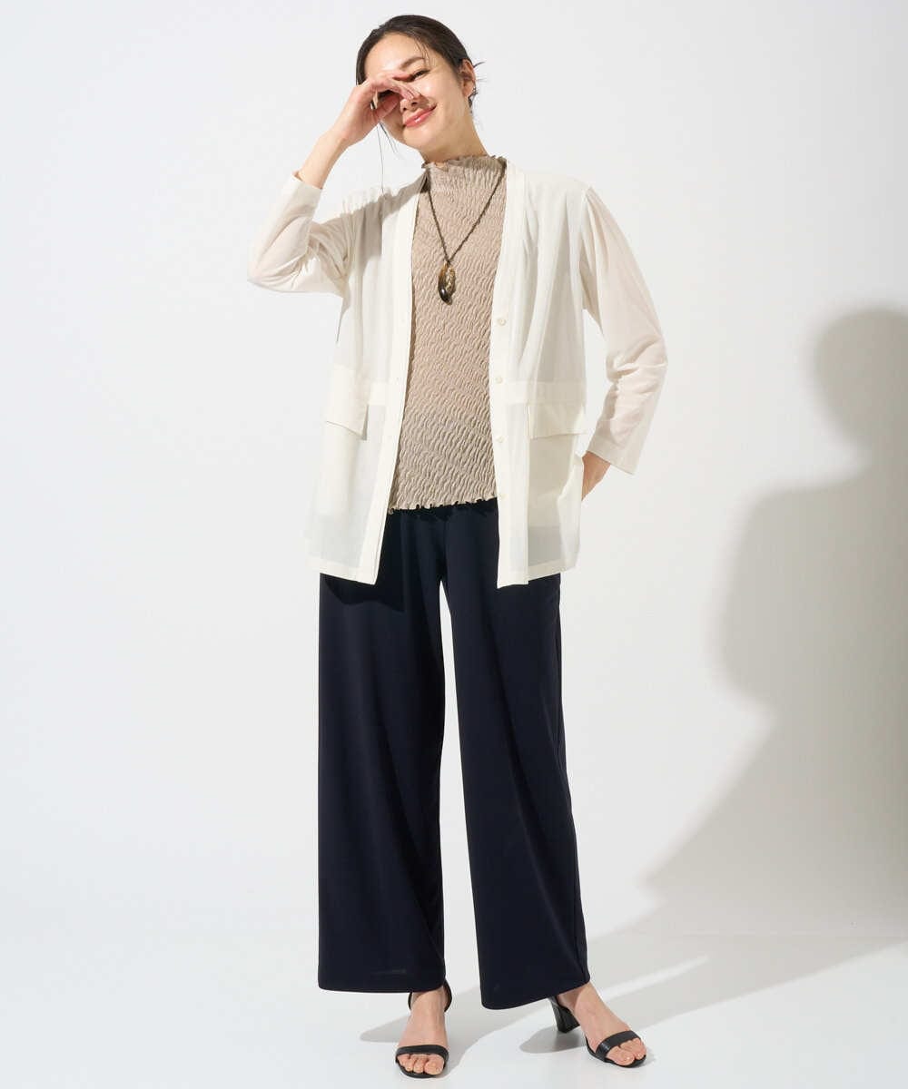 PZQGD11210 GEORGES RECH(ジョルジュ・レッシュ)  [セットアップ対応]ドライタッチジャージーワイドストレートパンツ ネイビー