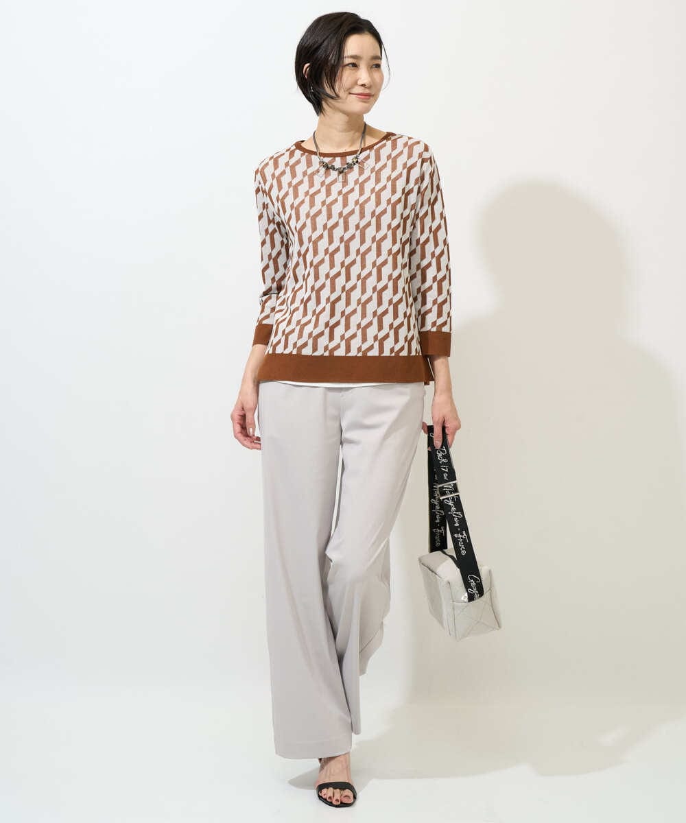 PZQGF55190 GEORGES RECH(ジョルジュ・レッシュ) [日本製/多機能素材]ジャージーストレートパンツ ブラック