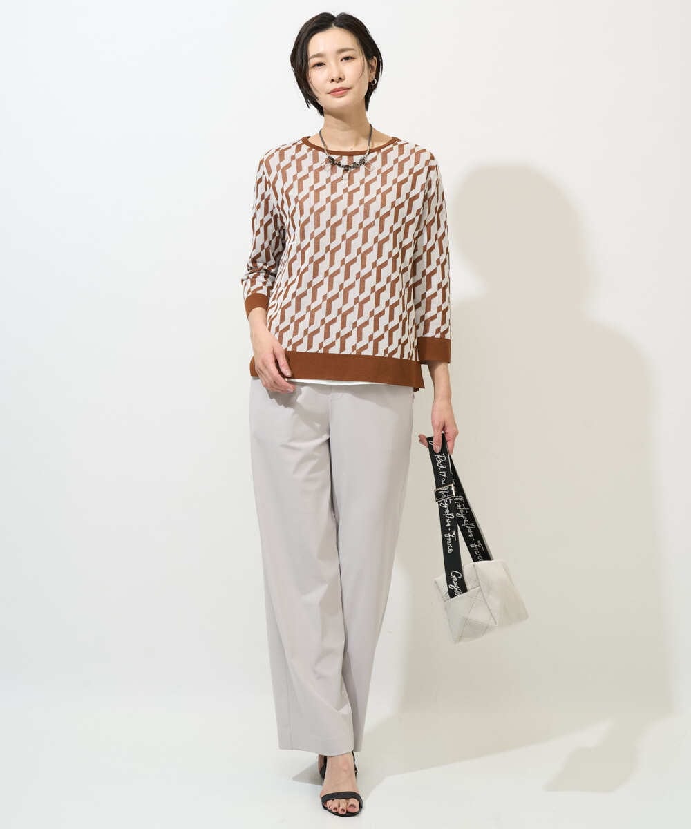 PZQGF55190 GEORGES RECH(ジョルジュ・レッシュ) [日本製/多機能素材]ジャージーストレートパンツ ブラック