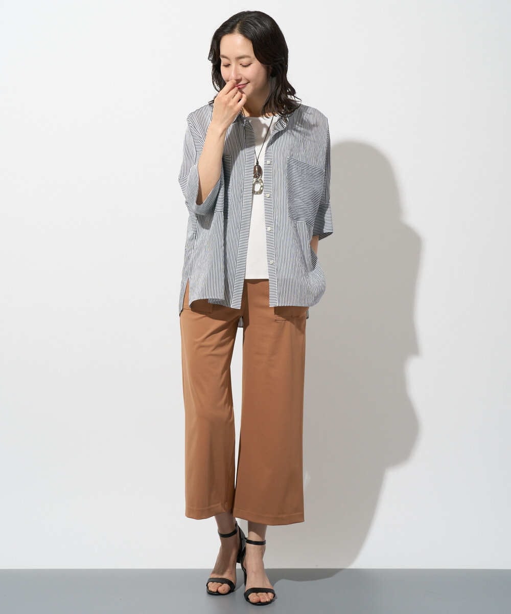 PZQGF85190 GEORGES RECH(ジョルジュ・レッシュ) [日本製/多機能素材]ジャージーガウチョパンツ ライトグレー