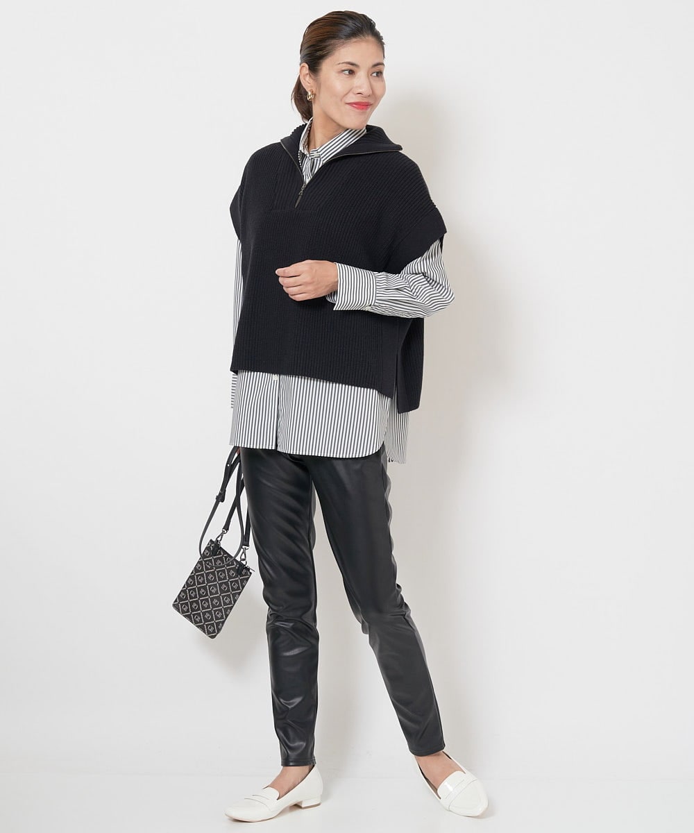 PZQJS20150 GEORGES RECH(ジョルジュ・レッシュ) エコレザーストレッチレギンスパンツ ブラック