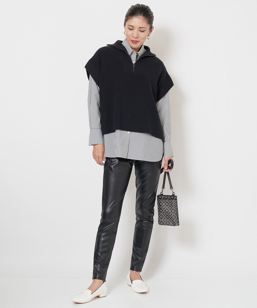 PZQJS20150 GEORGES RECH(ジョルジュ・レッシュ) エコレザーストレッチレギンスパンツ ブラック