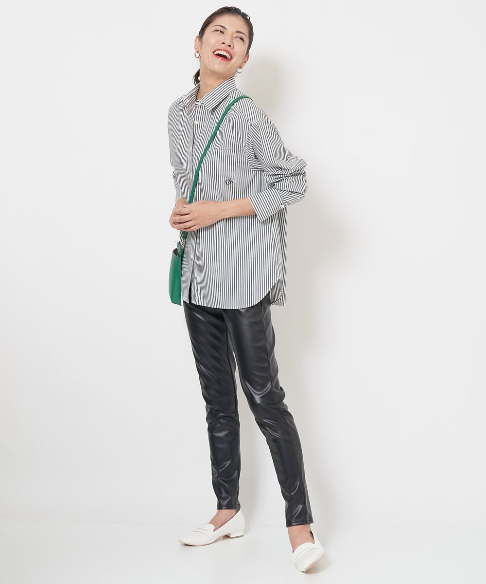 PZQJS20150 GEORGES RECH(ジョルジュ・レッシュ) エコレザーストレッチレギンスパンツ ブラック